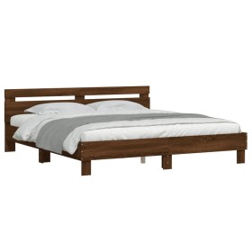 vidaXL Bettgestell mit Kopfteil Braun Eichen-Optik 200x200 cm