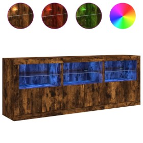 vidaXL Sideboard mit LED-Leuchten Räuchereiche 181,5x37x67 cm