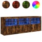 vidaXL Sideboard mit LED-Leuchten Räuchereiche 181,5x37x67 cm vidaXL Sideboard mit LED-Leuchten Räuchereiche 181,5x37x67 cm