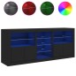 vidaXL Sideboard mit LED-Leuchten Schwarz 181,5x37x67 cm vidaXL Sideboard mit LED-Leuchten Schwarz 181,5x37x67 cm