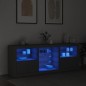 vidaXL Sideboard mit LED-Leuchten Schwarz 181,5x37x67 cm vidaXL Sideboard mit LED-Leuchten Schwarz 181,5x37x67 cm