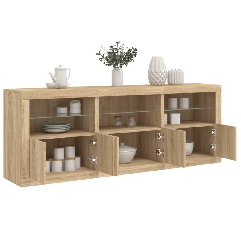 vidaXL Sideboard mit LED-Leuchten Sonoma-Eiche 181,5x37x67 cm vidaXL Sideboard mit LED-Leuchten Sonoma-Eiche 181,5x37x67 cm
