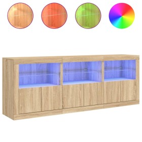 vidaXL Sideboard mit LED-Leuchten Sonoma-Eiche 181,5x37x67 cm