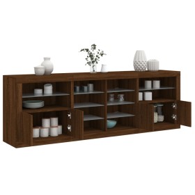 vidaXL Sideboard mit LED-Leuchten Braun Eichen-Optik 202x37x67 cm