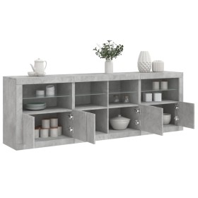 vidaXL Sideboard mit LED-Leuchten Betongrau 202x37x67 cm