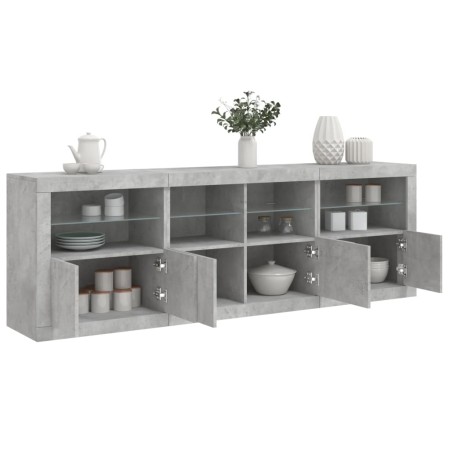 vidaXL Sideboard mit LED-Leuchten Betongrau 202x37x67 cm