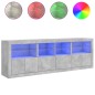vidaXL Sideboard mit LED-Leuchten Betongrau 202x37x67 cm vidaXL Sideboard mit LED-Leuchten Betongrau 202x37x67 cm
