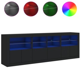 vidaXL Sideboard mit LED-Leuchten Schwarz 202x37x67 cm