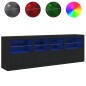 vidaXL Sideboard mit LED-Leuchten Schwarz 202x37x67 cm vidaXL Sideboard mit LED-Leuchten Schwarz 202x37x67 cm