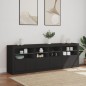 vidaXL Sideboard mit LED-Leuchten Schwarz 202x37x67 cm vidaXL Sideboard mit LED-Leuchten Schwarz 202x37x67 cm