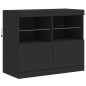 vidaXL Sideboard mit LED-Leuchten Schwarz 202x37x67 cm vidaXL Sideboard mit LED-Leuchten Schwarz 202x37x67 cm
