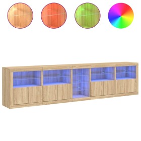 vidaXL Sideboard mit LED-Leuchten Sonoma-Eiche 283x37x67 cm