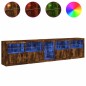 vidaXL Sideboard mit LED-Leuchten Räuchereiche 283x37x67 cm vidaXL Sideboard mit LED-Leuchten Räuchereiche 283x37x67 cm