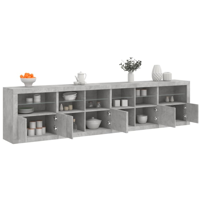 vidaXL Sideboard mit LED-Leuchten Betongrau 283x37x67 cm vidaXL Sideboard mit LED-Leuchten Betongrau 283x37x67 cm