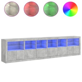 vidaXL Sideboard mit LED-Leuchten Betongrau 283x37x67 cm