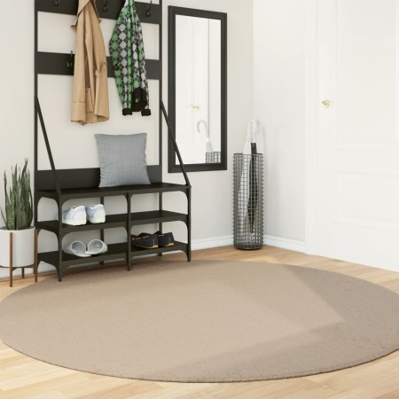 vidaXL Teppich HUARTE Kurzflor Weich und Waschbar Sandfarben Ø 200 cm