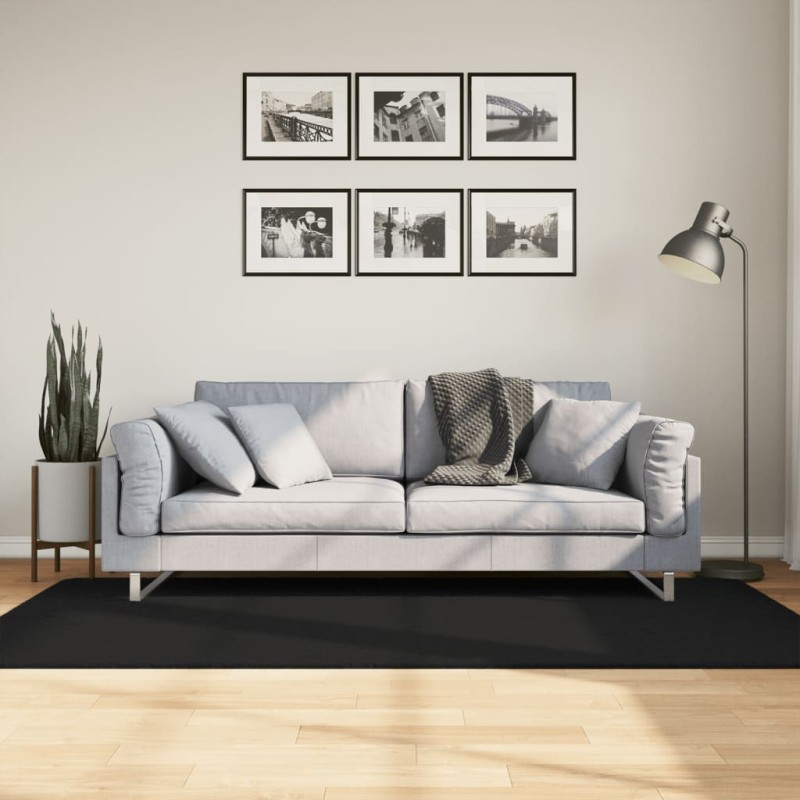 vidaXL Teppich HUARTE Kurzflor Weich und Waschbar Schwarz 100x200 cm vidaXL Teppich HUARTE Kurzflor Weich und Waschbar Schwarz 100x200 cm