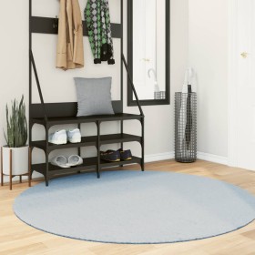 vidaXL Teppich HUARTE Kurzflor Weich und Waschbar Blau Ø 160 cm