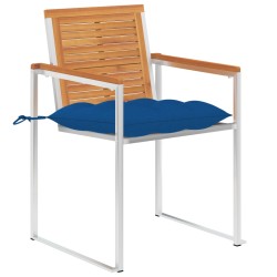 Gartenstühle mit Kissen 2 Stk. Massivholz Akazie und Stahl
