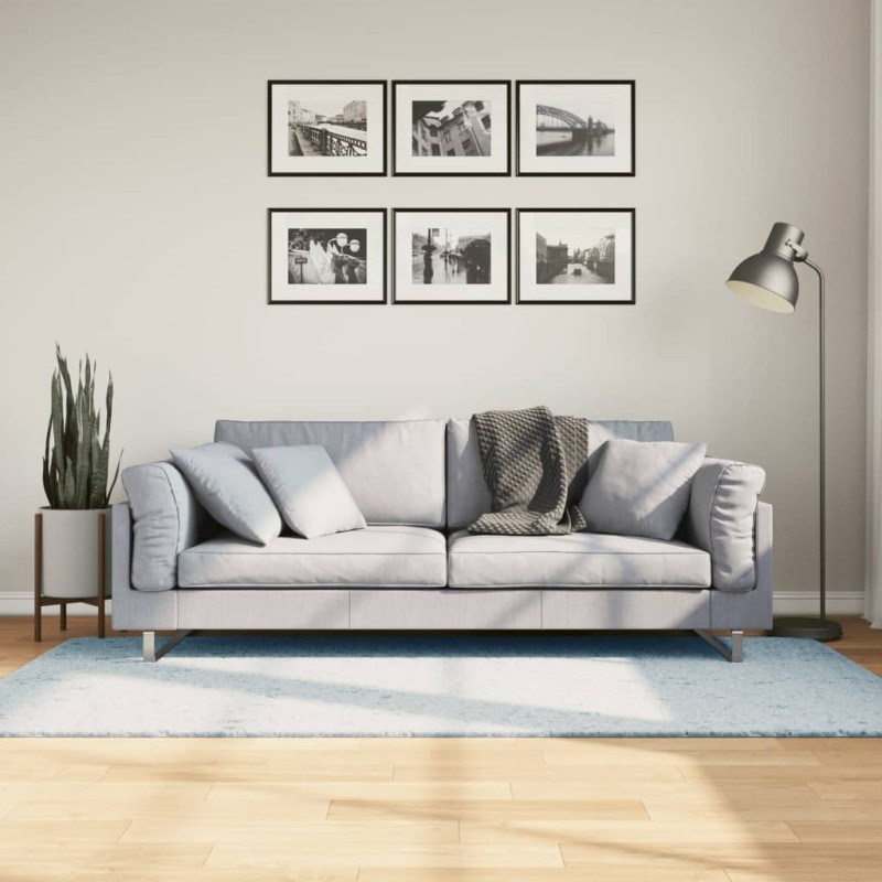 vidaXL Teppich HUARTE Kurzflor Weich und Waschbar Blau 100x200 cm vidaXL Teppich HUARTE Kurzflor Weich und Waschbar Blau 100x200 cm