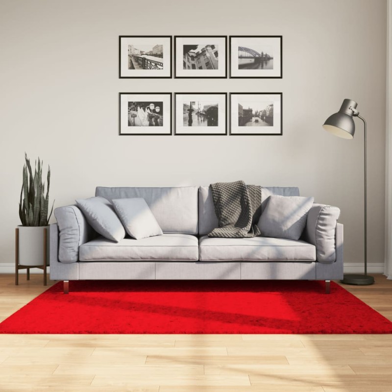vidaXL Teppich HUARTE Kurzflor Weich und Waschbar Rot 120x170 cm vidaXL Teppich HUARTE Kurzflor Weich und Waschbar Rot 120x170 cm