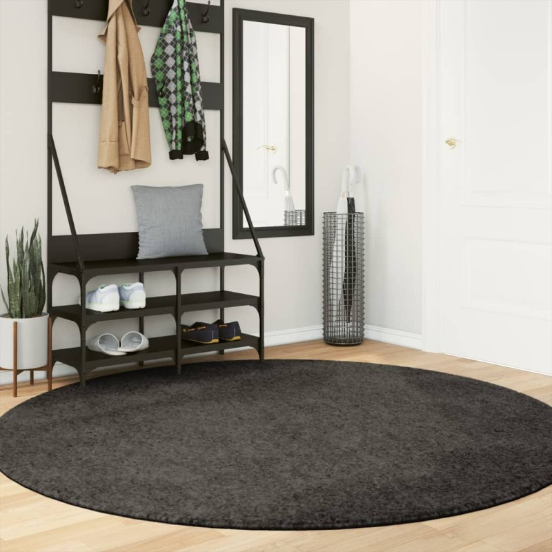 vidaXL Teppich ISTAN Hochflor Glänzend Anthrazit Ø 200 cm vidaXL Teppich ISTAN Hochflor Glänzend Anthrazit Ø 200 cm