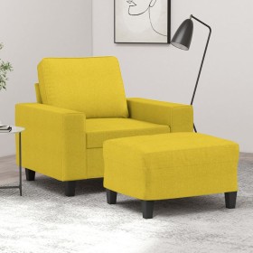 vidaXL Sessel mit Hocker Hellgelb 60 cm Stoff