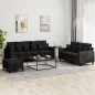 vidaXL 3-tlg. Sofagarnitur mit Kissen Schwarz Samt vidaXL 3-tlg. Sofagarnitur mit Kissen Schwarz Samt