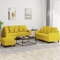 vidaXL 3-tlg. Sofagarnitur mit Kissen Gelb Samt vidaXL 3-tlg. Sofagarnitur mit Kissen Gelb Samt