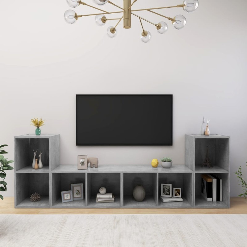 vidaXL TV-Schränke 4 Stk. Betongrau 72x35x36,5 cm Holzwerkstoff vidaXL TV-Schränke 4 Stk. Betongrau 72x35x36,5 cm Holzwerkstoff