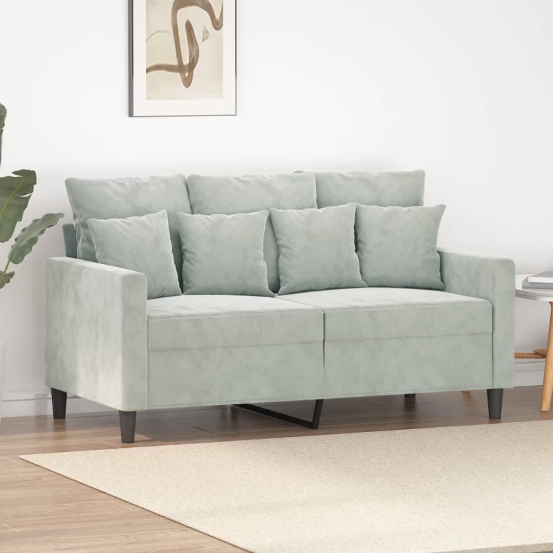 vidaXL 2-Sitzer-Sofa Hellgrau 120 cm Samt vidaXL 2-Sitzer-Sofa Hellgrau 120 cm Samt