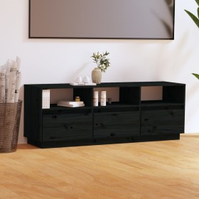 vidaXL TV-Schrank Schwarz 140x37x50 cm Massivholz Kiefer