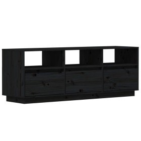 vidaXL TV-Schrank Schwarz 140x37x50 cm Massivholz Kiefer