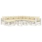 vidaXL 9-tlg. Garten-Lounge-Set Paletten mit Kissen in Creme Holz vidaXL 9-tlg. Garten-Lounge-Set Paletten mit Kissen in Creme Holz