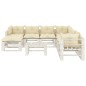 vidaXL 9-tlg. Garten-Lounge-Set Paletten mit Kissen in Creme Holz vidaXL 9-tlg. Garten-Lounge-Set Paletten mit Kissen in Creme Holz