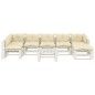 vidaXL 8-tlg. Garten-Lounge-Set Paletten mit Kissen in Creme Holz vidaXL 8-tlg. Garten-Lounge-Set Paletten mit Kissen in Creme Holz