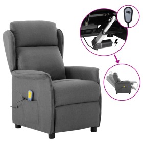 vidaXL Massagesessel Elektrisch Hellgrau Stoff