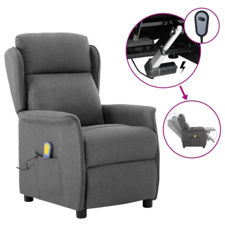 vidaXL Massagesessel Elektrisch Hellgrau Stoff