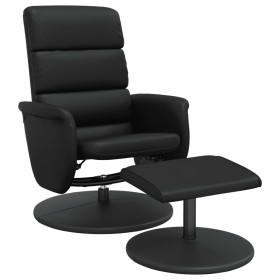 vidaXL Relaxsessel mit Fußhocker Schwarz Kunstleder 