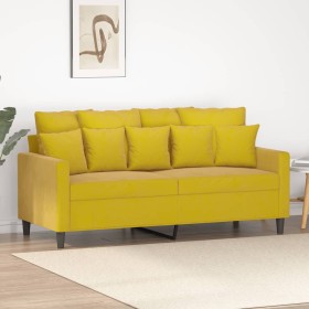 vidaXL 2-Sitzer-Sofa Gelb 140 cm Samt