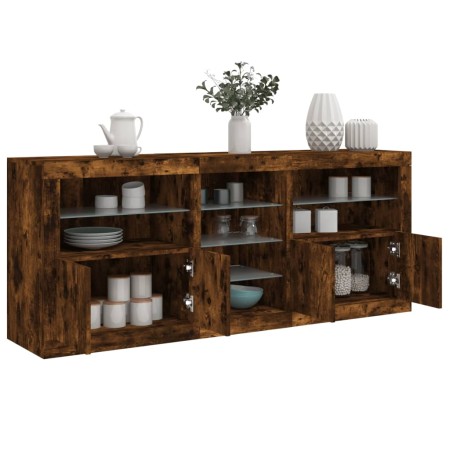 vidaXL Sideboard mit LED-Leuchten Räuchereiche 162x37x67 cm
