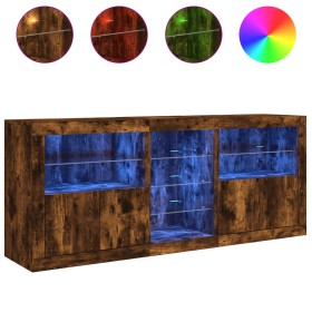 vidaXL Sideboard mit LED-Leuchten Räuchereiche 162x37x67 cm