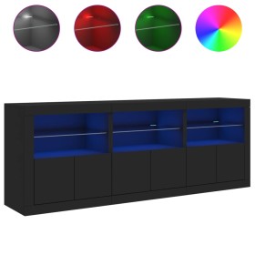 vidaXL Sideboard mit LED-Leuchten Schwarz 181,5x37x67 cm