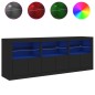 vidaXL Sideboard mit LED-Leuchten Schwarz 181,5x37x67 cm vidaXL Sideboard mit LED-Leuchten Schwarz 181,5x37x67 cm