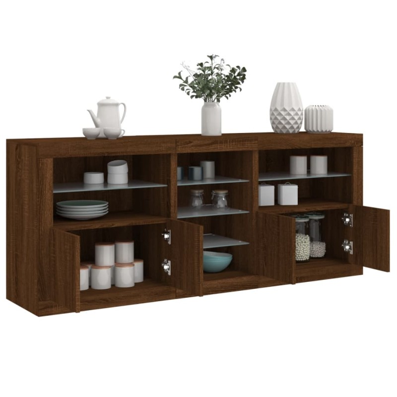 vidaXL Sideboard mit LED-Leuchten Braun Eichen-Optik 181,5x37x67 cm vidaXL Sideboard mit LED-Leuchten Braun Eichen-Optik 181,5x37x67 cm
