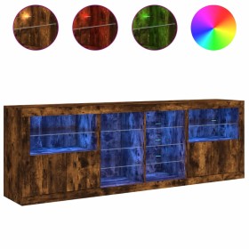 vidaXL Sideboard mit LED-Leuchten Räuchereiche 202x37x67 cm