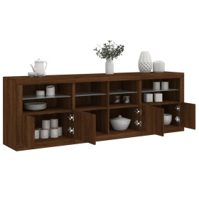 vidaXL Sideboard mit LED-Leuchten Braun Eichen-Optik 202x37x67 cm