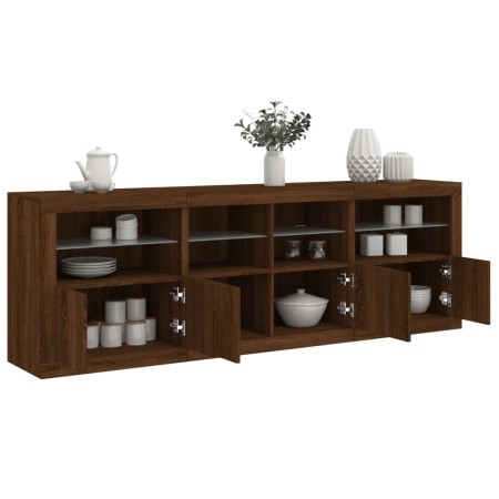 vidaXL Sideboard mit LED-Leuchten Braun Eichen-Optik 202x37x67 cm