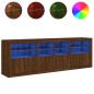 vidaXL Sideboard mit LED-Leuchten Braun Eichen-Optik 202x37x67 cm vidaXL Sideboard mit LED-Leuchten Braun Eichen-Optik 202x37x67 cm