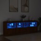vidaXL Sideboard mit LED-Leuchten Braun Eichen-Optik 202x37x67 cm vidaXL Sideboard mit LED-Leuchten Braun Eichen-Optik 202x37x67 cm